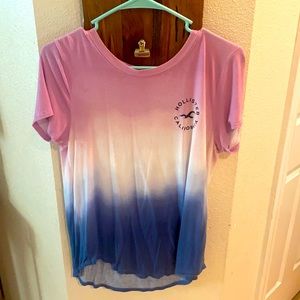 Ombré style shirt from Hollister. Purple, white, blue. U shaped neck.